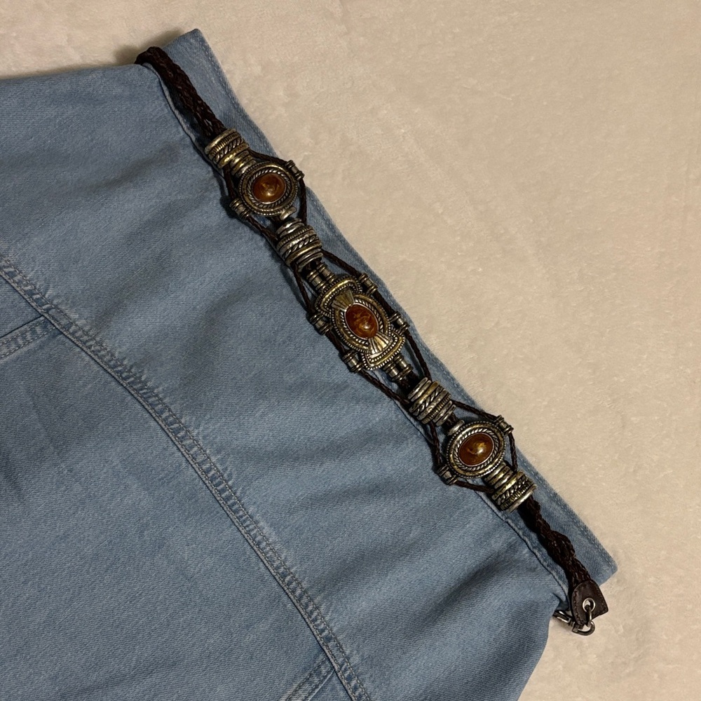 Vintage 80s unique boho belt metal/ leather size M Coastal Western